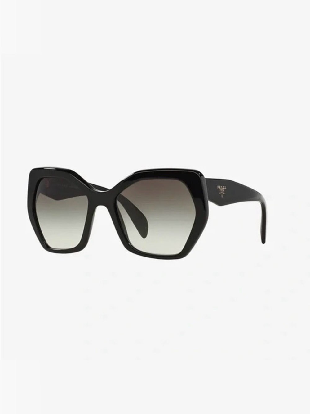 Prada Vintage Black Oversized Hexagonal Sunglasses SPR 16R 56